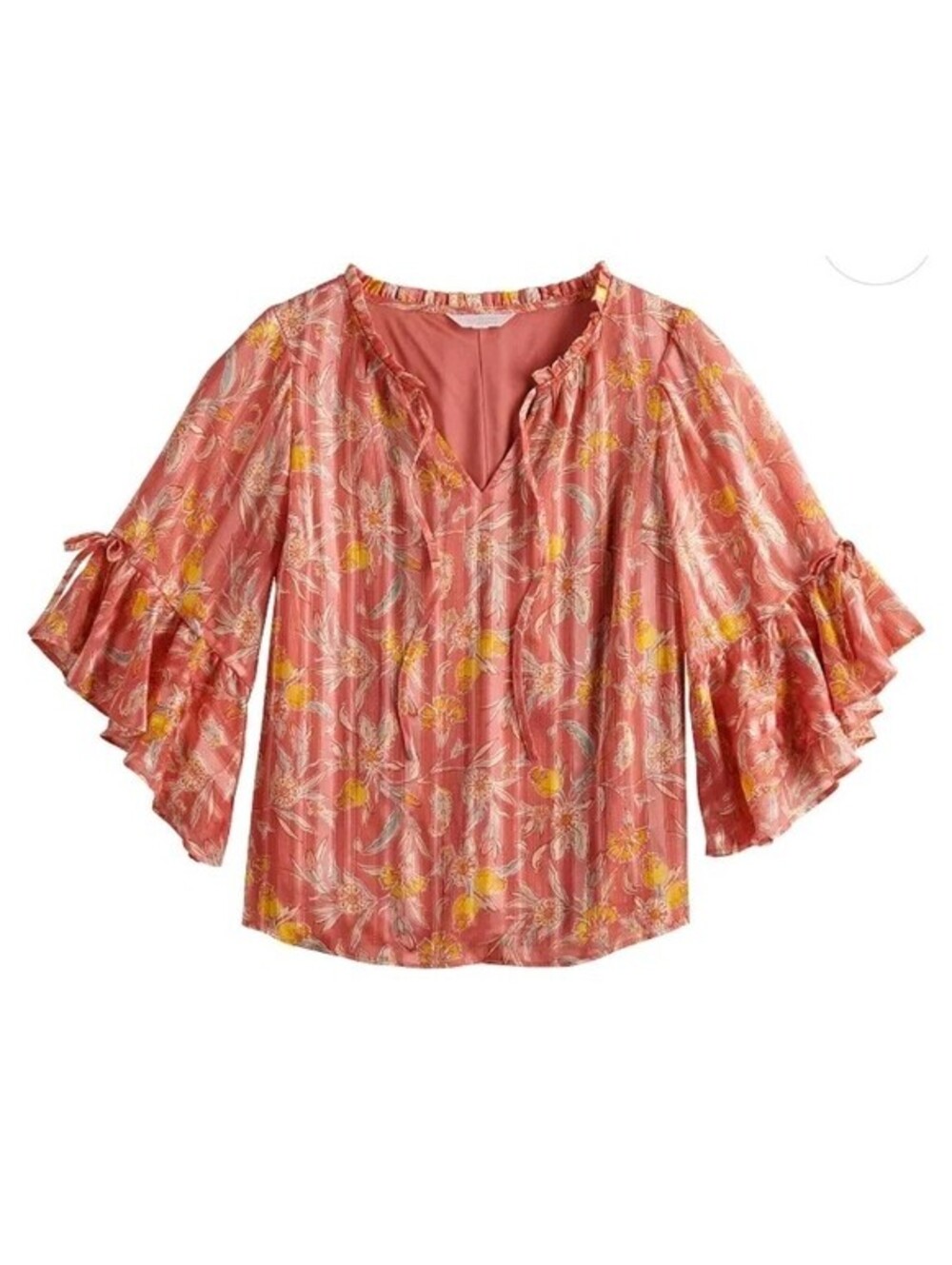 Women's LC Lauren Conrad Petal Sleeve Peasant Top Large, UEC